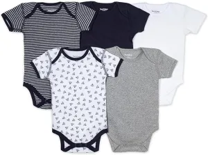 Burt's Bees Baby Unisex Baby Bodysuits, 5-pack Short & Long Sleeve One-pieces, 100% Organic Cotton Bodysuit