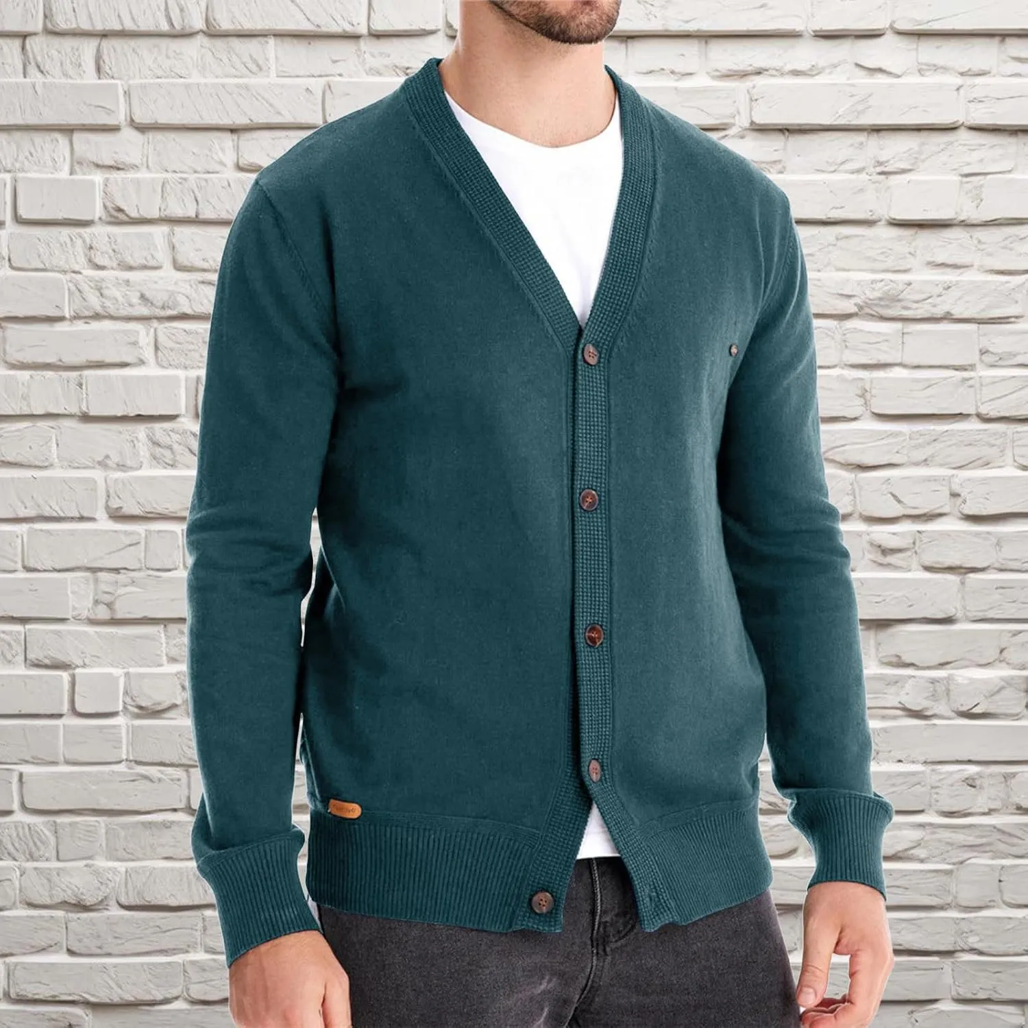Button Down Cardigan Sweaters for Men Lightweight V Neck Sweater Casual Knit Sweater Casual Open Front Cardigan