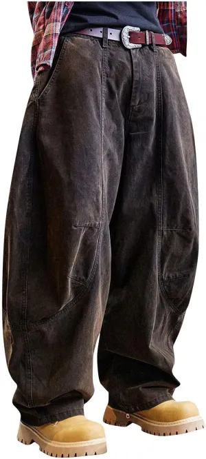 Cambkatl Men's Vintage Baggy Cargo Pants Loose Casual Joggers Hiking Parachute Pants Work Trousers with Pockets