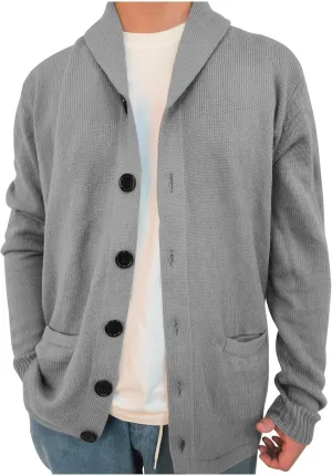 Cardigan Sweaters for Men Lightweight Long Sleeve Sweater Button Down Open Front Cardigan Casual Knit Sweaters