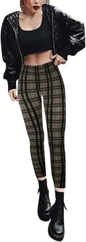 Casual Leggings for Women High Waist Printed Tummy Control Butt Lifting Pants Stretch Causal Athletic Patterned Fitted