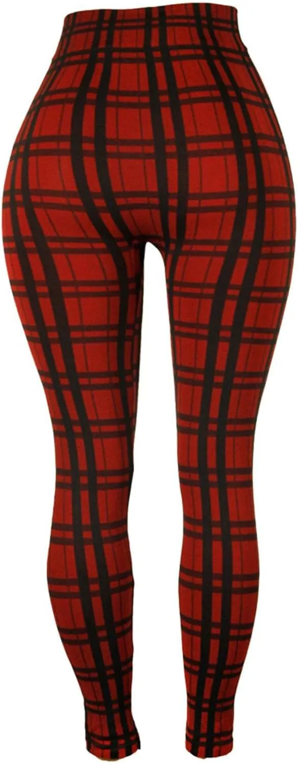 Casual Leggings for Women High Waist Printed Tummy Control Butt Lifting Pants Stretch Causal Athletic Patterned Fitted