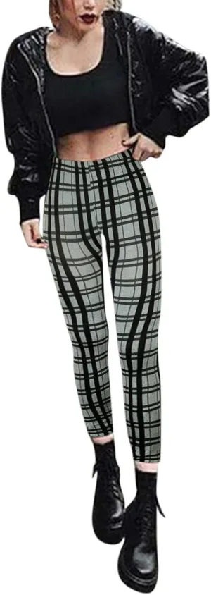 Casual Leggings for Women High Waist Printed Tummy Control Butt Lifting Pants Stretch Causal Athletic Patterned Fitted