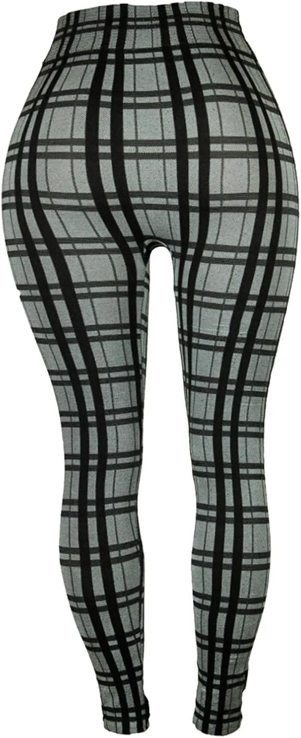 Casual Leggings for Women High Waist Printed Tummy Control Butt Lifting Pants Stretch Causal Athletic Patterned Fitted