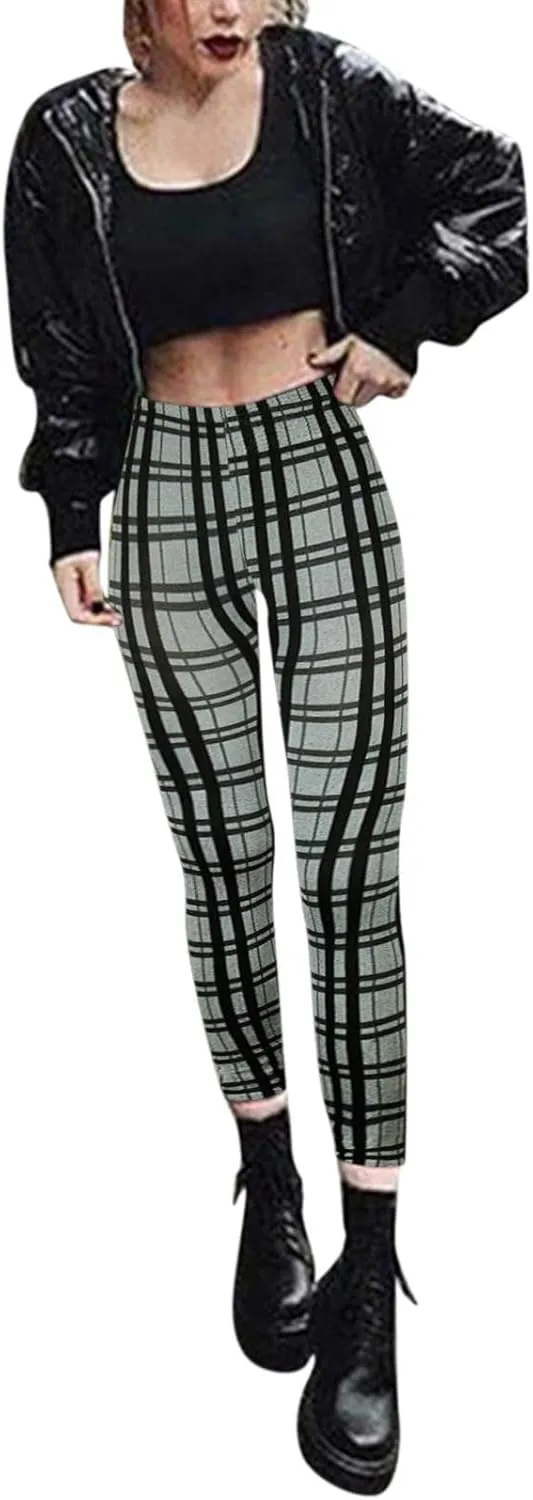 Casual Leggings for Women High Waist Printed Tummy Control Butt Lifting Pants Stretch Causal Athletic Patterned Fitted