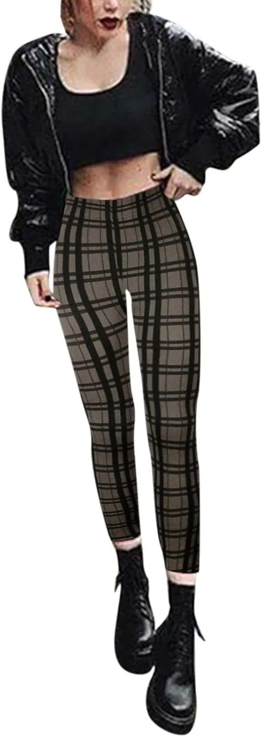 Casual Leggings for Women High Waist Printed Tummy Control Butt Lifting Pants Stretch Causal Athletic Patterned Fitted