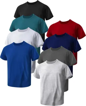 Chuarry 8 Pack Youth Boys Athletic T-Shirts Dry Fit Shirts Short Sleeve Tees Bulk Active Performance for Boys Kids Girls