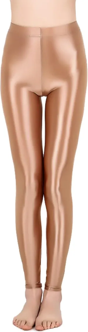 cloudmall Women Sexy Semi Opaque Pantyhose Running Tights Yoga Leggings Oil Shiny Stocking