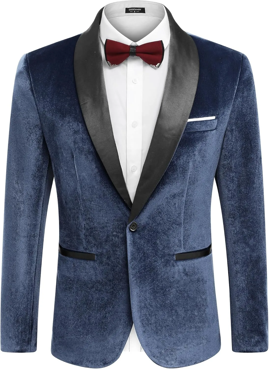 COOFANDY Men's Velvet Tuxedo One Button Jacket Dinner Prom Wedding Blazer Jacket