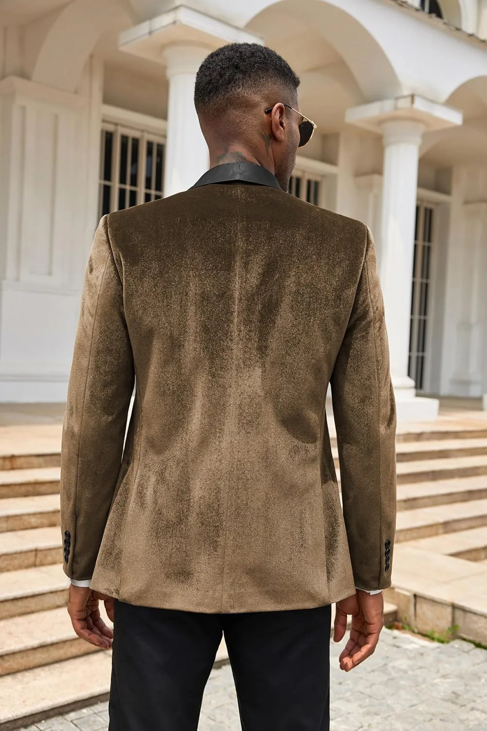 COOFANDY Men's Velvet Tuxedo One Button Jacket Dinner Prom Wedding Blazer Jacket