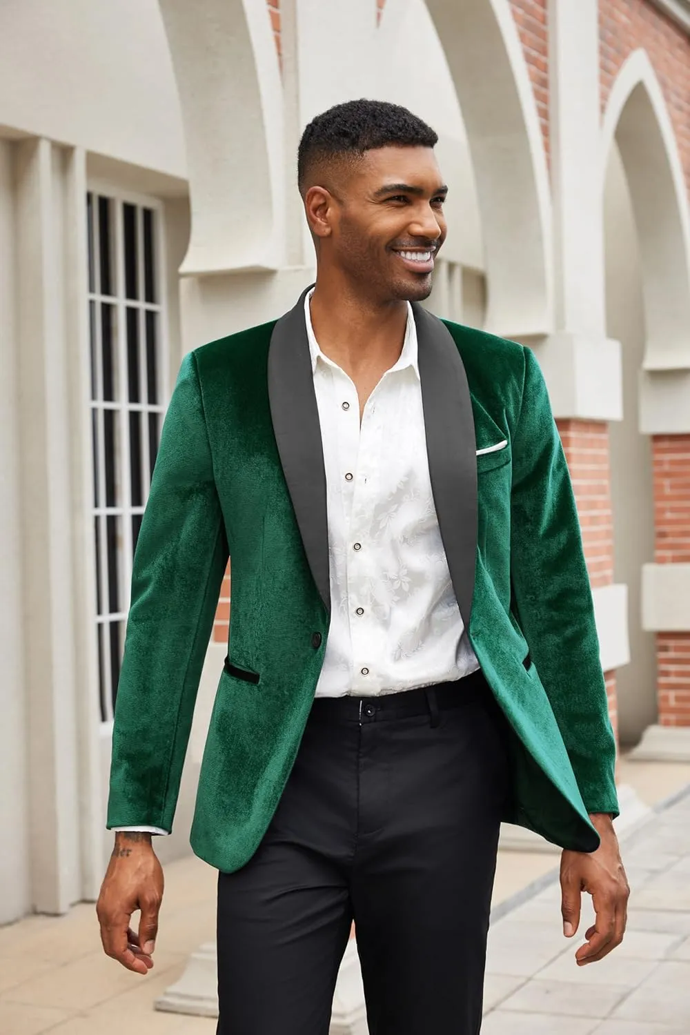 COOFANDY Men's Velvet Tuxedo One Button Jacket Dinner Prom Wedding Blazer Jacket