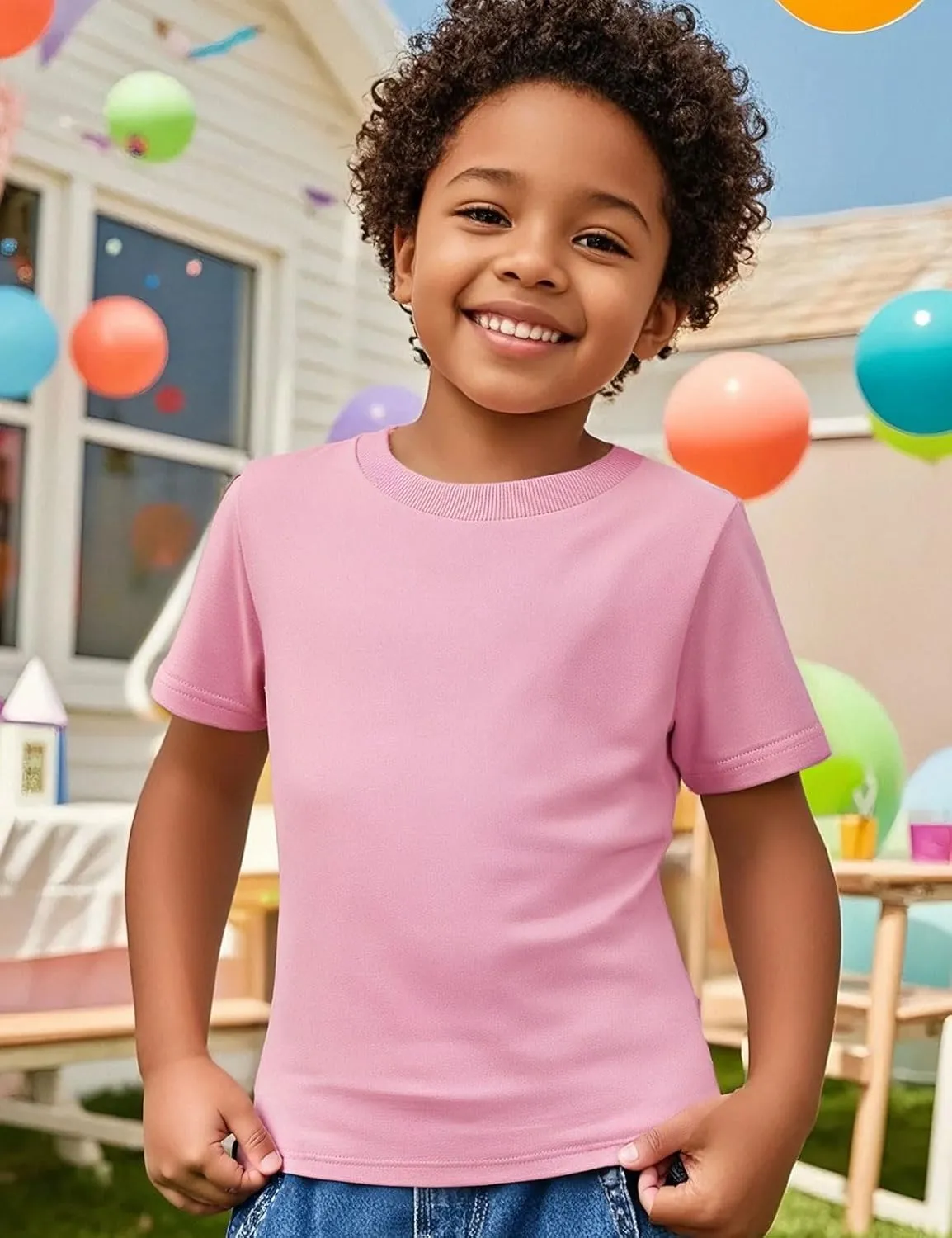 COSLAND Boys' 100% Cotton Heavyweight Short Sleeve Crewneck T Shirt
