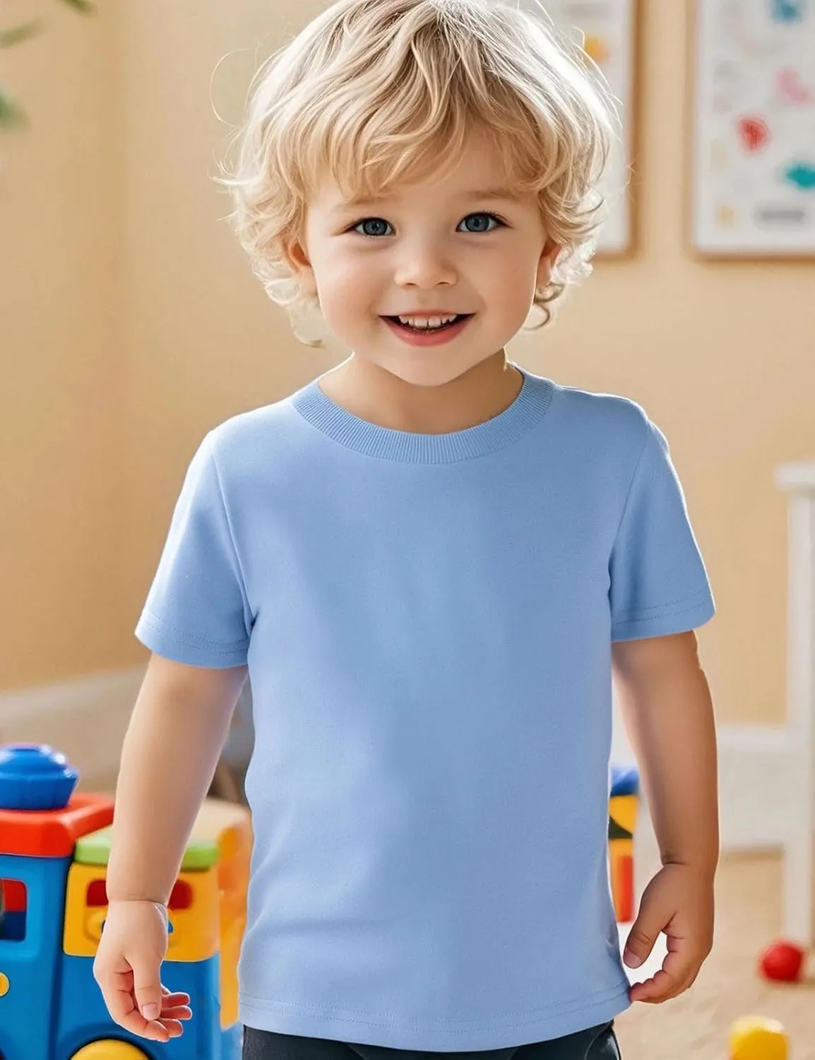 COSLAND Boys' 100% Cotton Heavyweight Short Sleeve Crewneck T Shirt