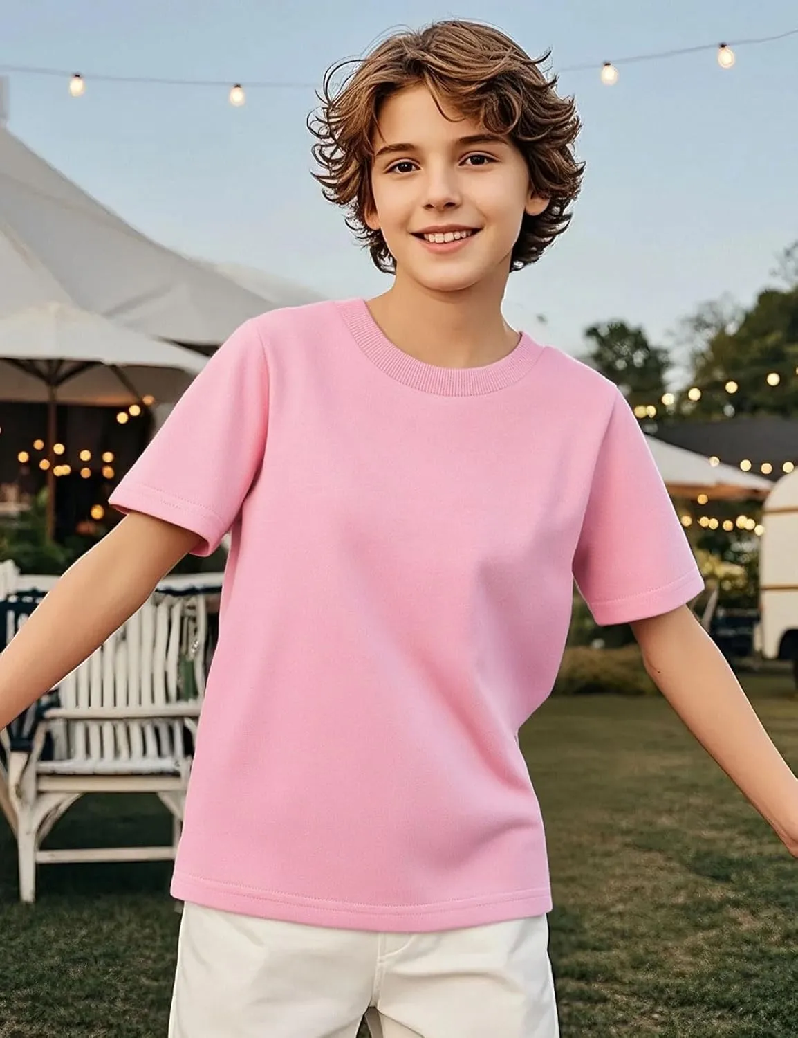 COSLAND Boys' 100% Cotton Heavyweight Short Sleeve Crewneck T Shirt