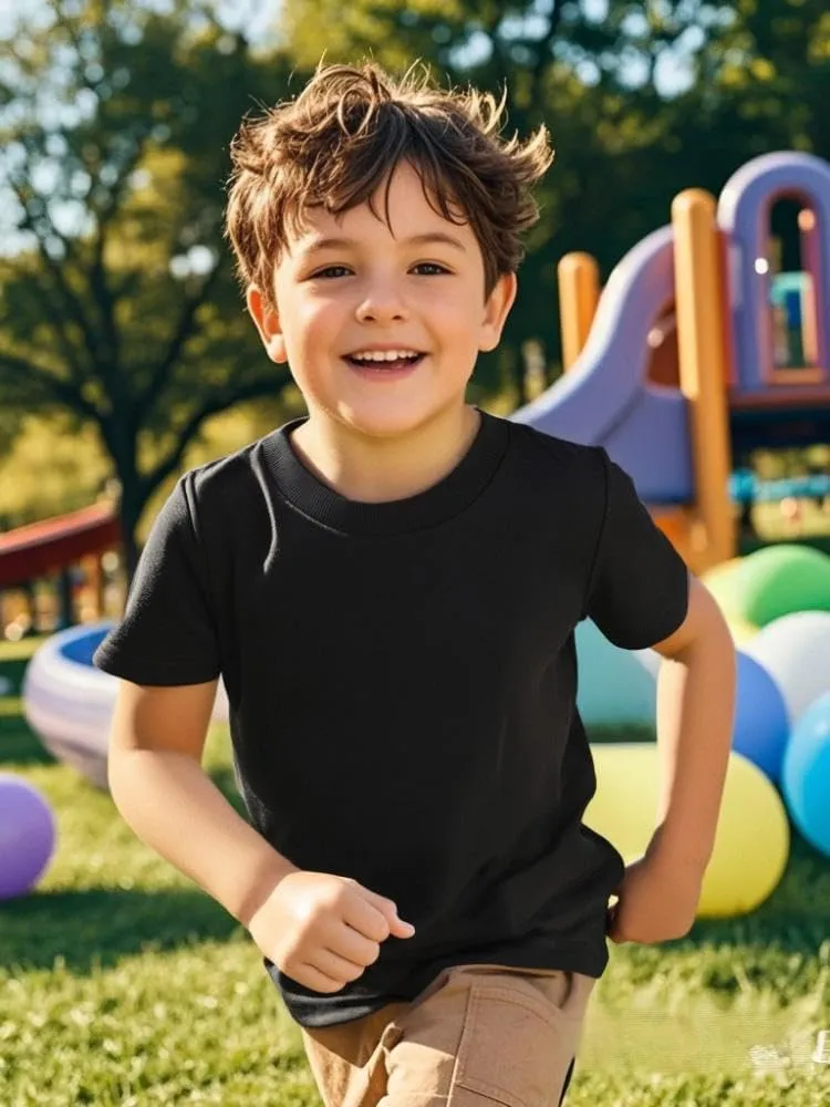 COSLAND Boys' 100% Cotton Heavyweight Short Sleeve Crewneck T Shirt