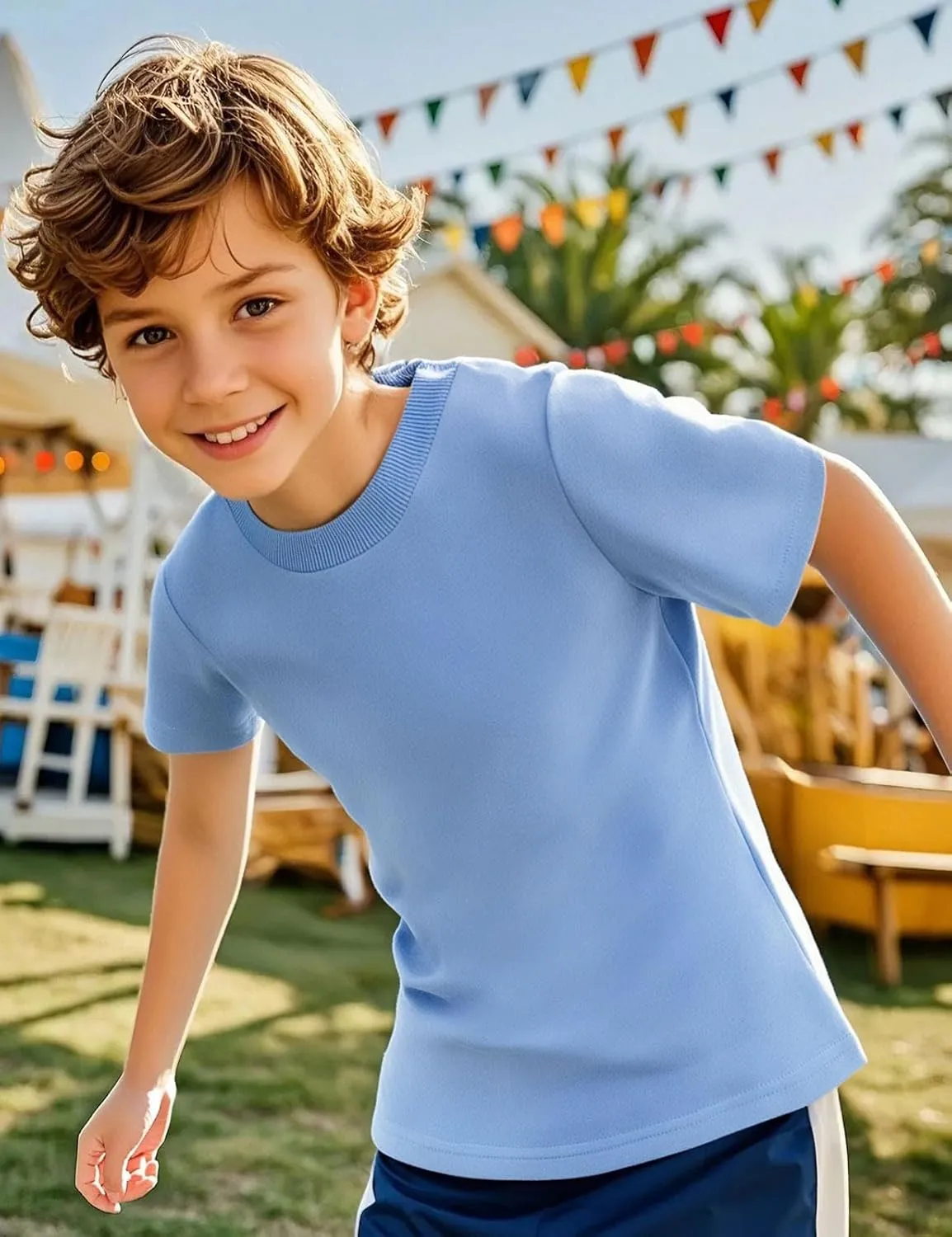COSLAND Boys' 100% Cotton Heavyweight Short Sleeve Crewneck T Shirt