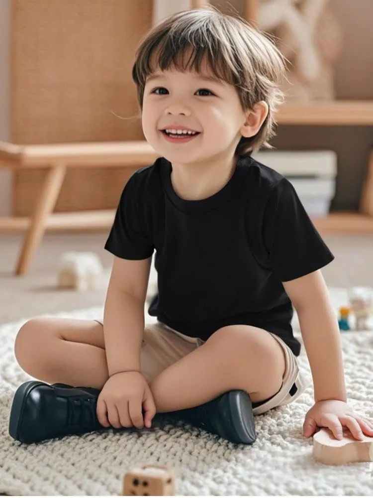 COSLAND Boys' 100% Cotton Heavyweight Short Sleeve Crewneck T Shirt