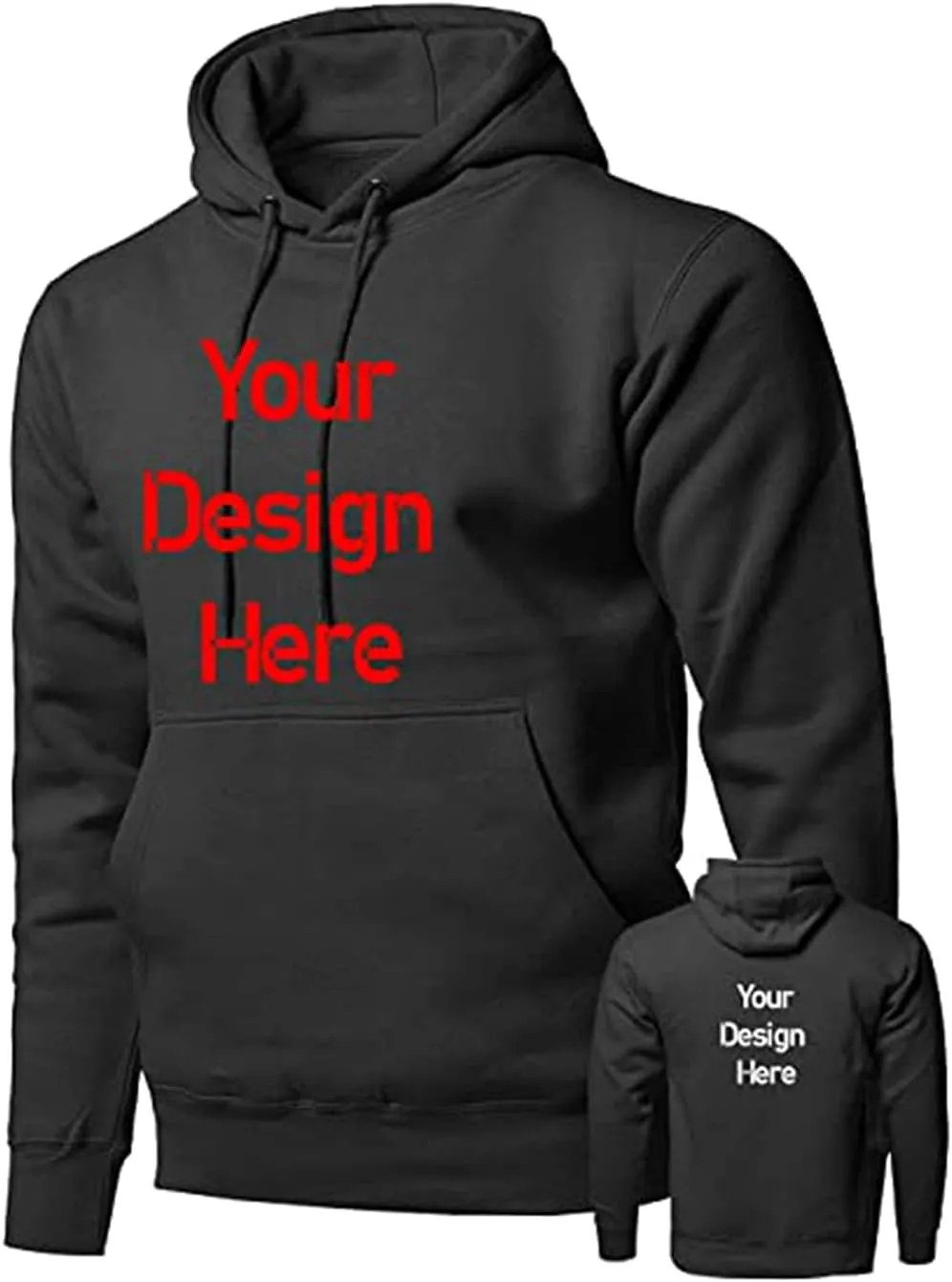 Custom Hoodie Sweatshirt Personalized Shirts-2 Side Design-Mens Hoodie
