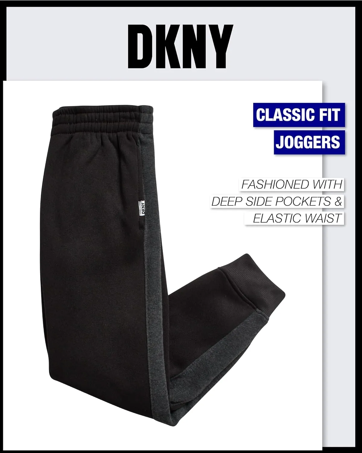 DKNY Toddler Boys' Jogger Set - 3 Piece Short Sleeve Graphic T-Shirt, Pullover Hoodie, and Jogger Sweat Pants (Sizes: 4-7)
