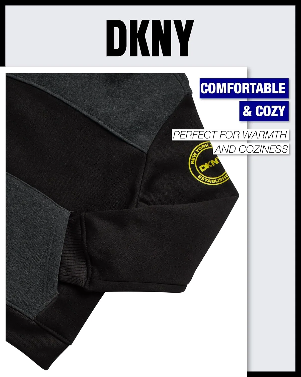 DKNY Toddler Boys' Jogger Set - 3 Piece Short Sleeve Graphic T-Shirt, Pullover Hoodie, and Jogger Sweat Pants (Sizes: 4-7)