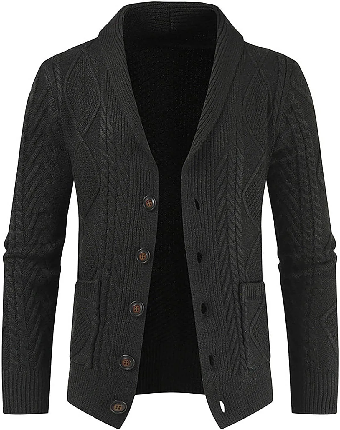 DuDubaby Autumn and Winter Men's Fashion Loose Cardigan Warm Lapel Hooded Jacket Sweater