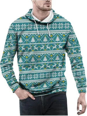 Dudubaby Ugly Christmas Hoodie Christmas Vintage Print Autumn Winter Long Sleeve Hoodie Hoodie Top Sweater Hooded Jacket