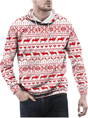 Dudubaby Ugly Christmas Hoodie Christmas Vintage Print Autumn Winter Long Sleeve Hoodie Hoodie Top Sweater Hooded Jacket