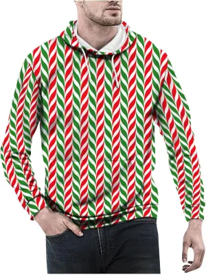 DuDubaby Ugly Christmas Hoodie Men Christmas Vintage Print Autumn Winter Long Sleeve Hoodie Hoodie Top Sweater Hooded Jacket