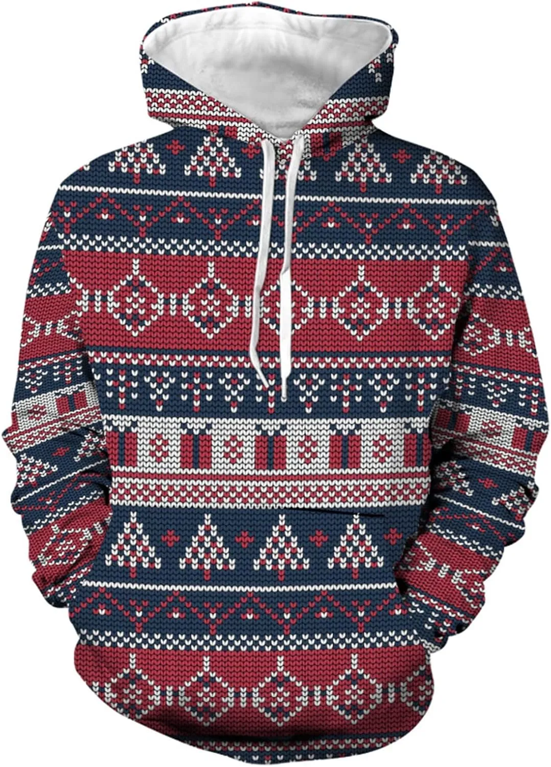 DuDubaby Ugly Christmas Hoodie Men Christmas Vintage Print Autumn Winter Long Sleeve Hoodie Hoodie Top Sweater Hooded Jacket