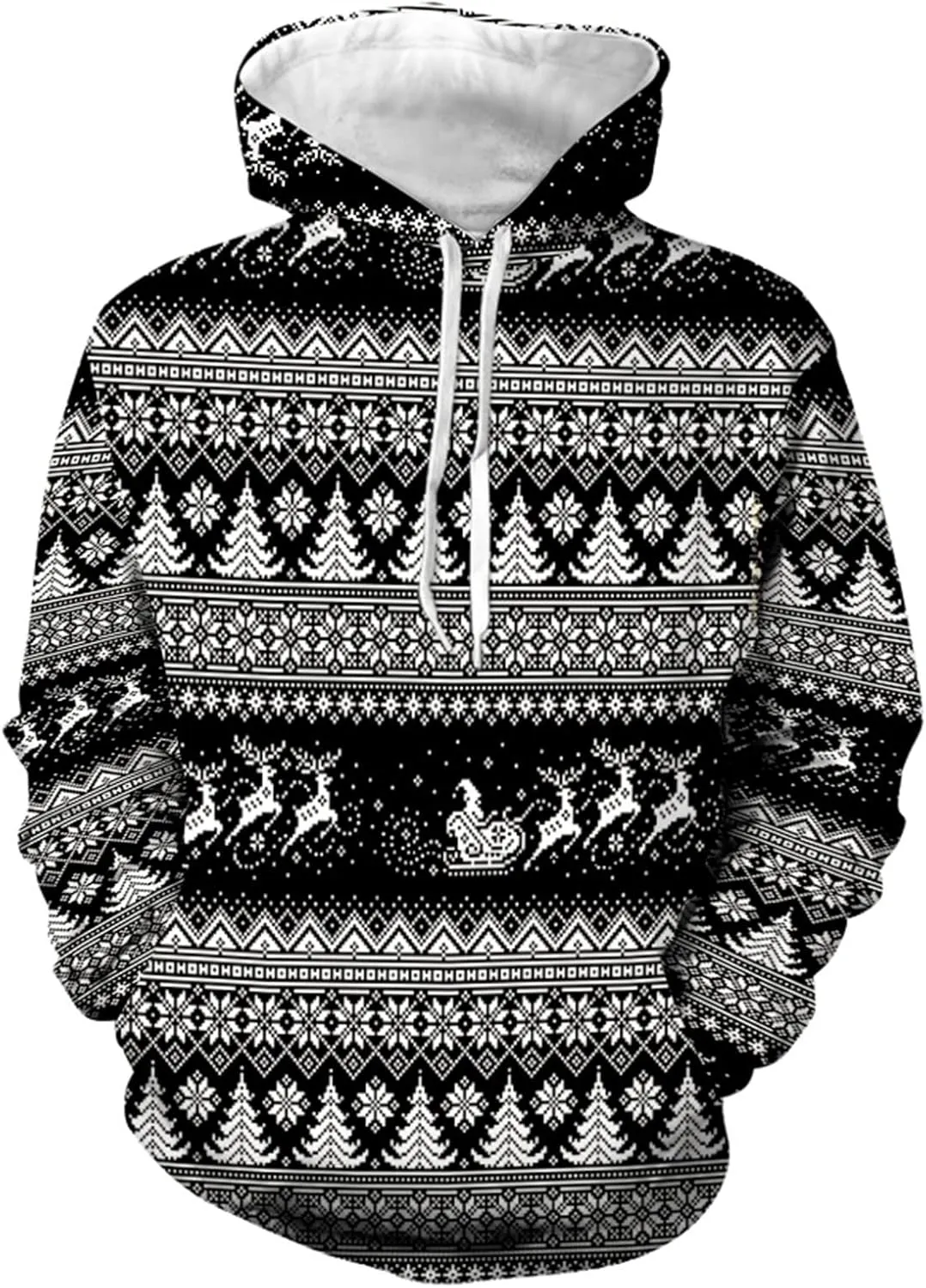 DuDubaby Ugly Christmas Hoodie Men Christmas Vintage Print Autumn Winter Long Sleeve Hoodie Hoodie Top Sweater Hooded Jacket