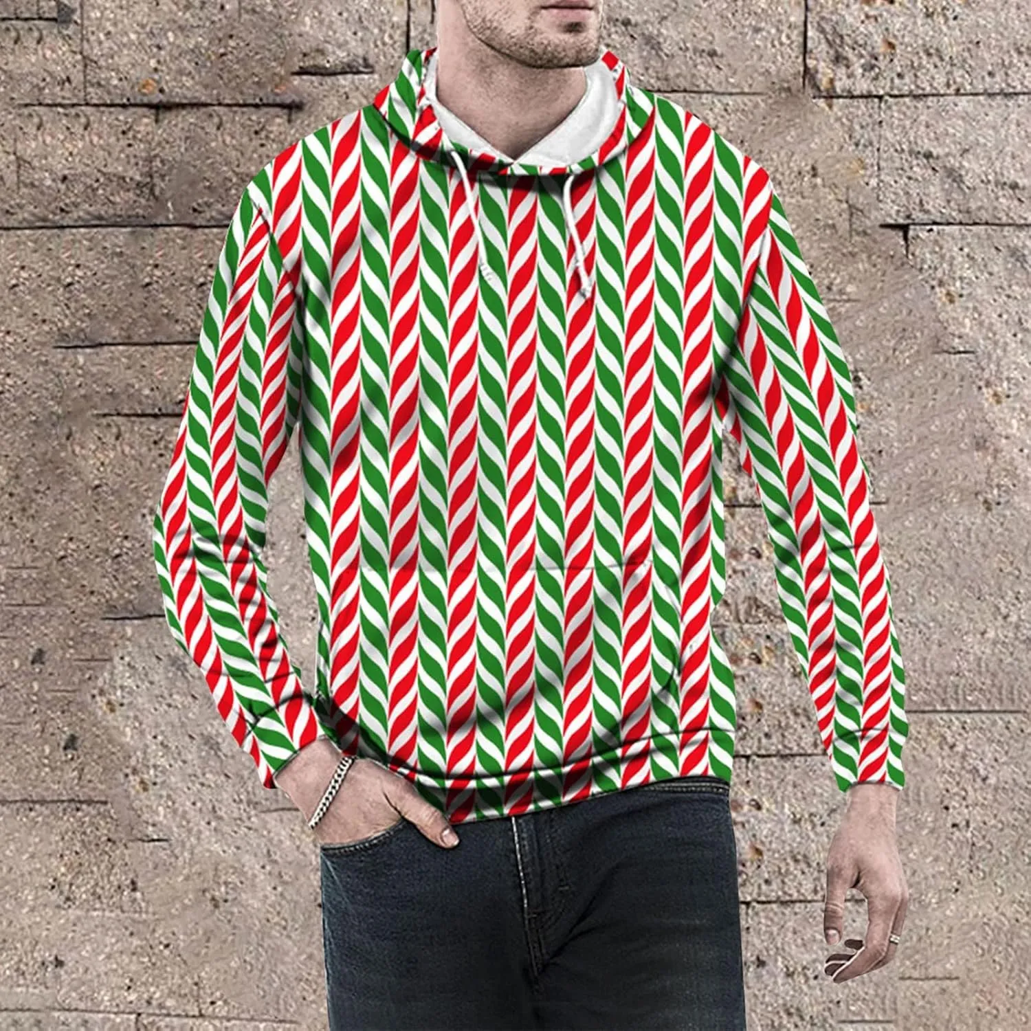 DuDubaby Ugly Christmas Hoodie Men Christmas Vintage Print Autumn Winter Long Sleeve Hoodie Hoodie Top Sweater Hooded Jacket