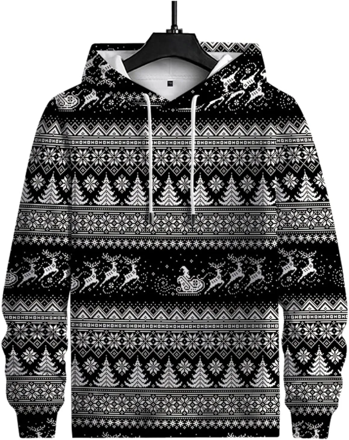 DuDubaby Ugly Christmas Hoodie Men Christmas Vintage Print Autumn Winter Long Sleeve Hoodie Hoodie Top Sweater Hooded Jacket