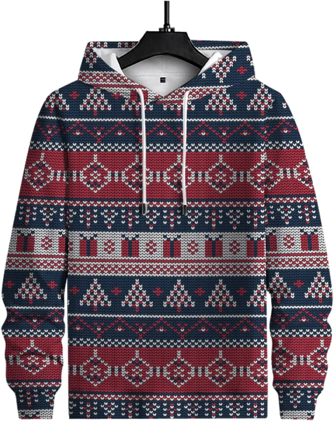DuDubaby Ugly Christmas Hoodie Men Christmas Vintage Print Autumn Winter Long Sleeve Hoodie Hoodie Top Sweater Hooded Jacket