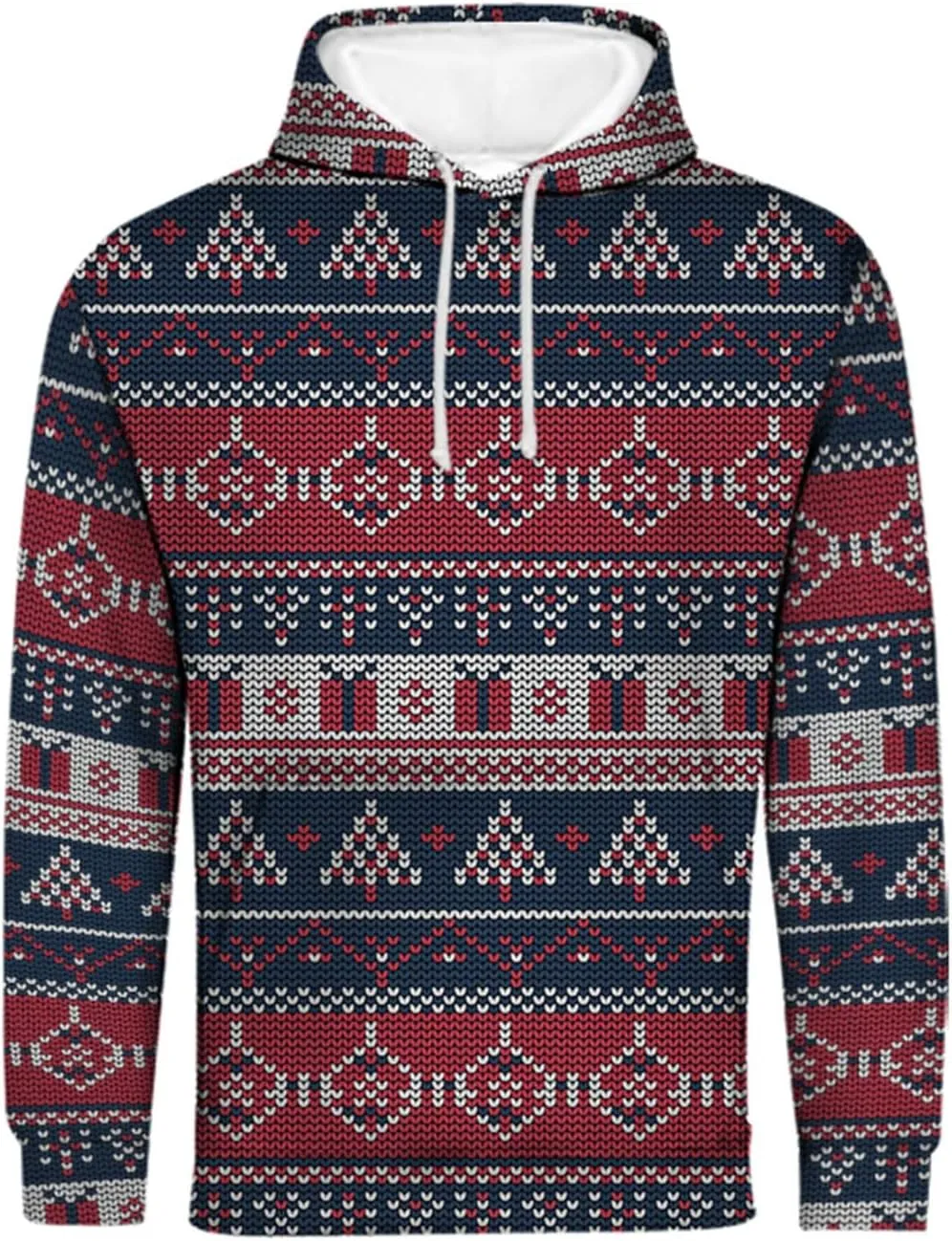 DuDubaby Ugly Christmas Hoodie Men Christmas Vintage Print Autumn Winter Long Sleeve Hoodie Hoodie Top Sweater Hooded Jacket