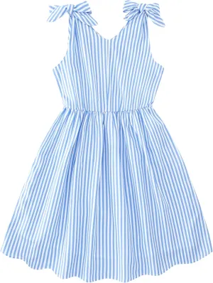 Enlifety 3-10T Girls Dresses Sleeveless Summer Dress Bowknot Strap V Neck Sundress