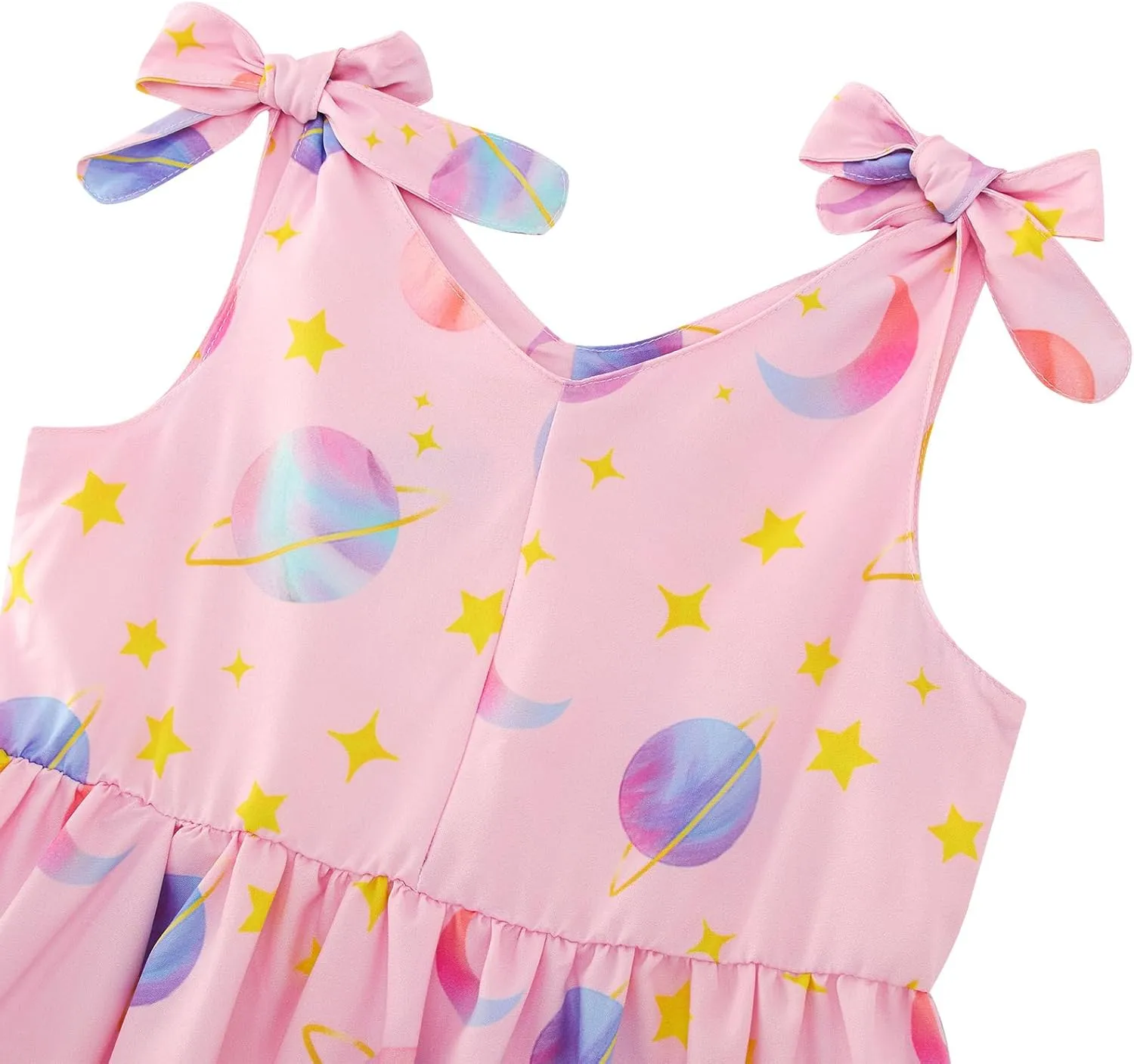 Enlifety 3-10T Girls Dresses Sleeveless Summer Dress Bowknot Strap V Neck Sundress