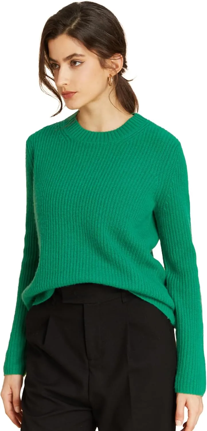 EURKEA Women's Cashmere Blend Crewneck Sweater, Long Sleeve Pullover, Tops for Women, Gifts Ready