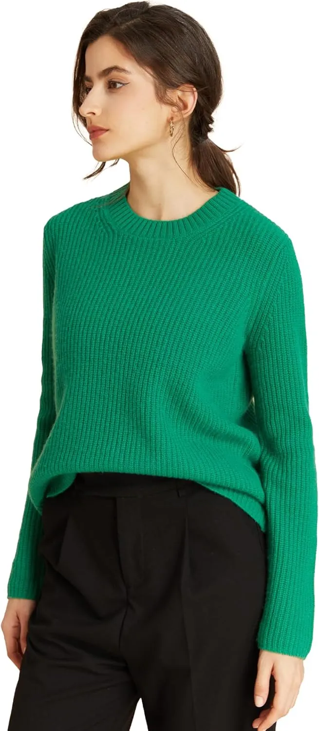 EURKEA Women's Cashmere Blend Crewneck Sweater, Long Sleeve Pullover, Tops for Women, Gifts Ready