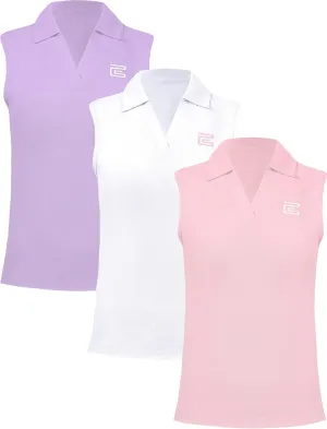 EXARUS Girls' Golf Polo Tennis Shirts Kids Sleeveless V-Neck Athletic Workout Tank Tops UPF 50  Quick Dry Golf Clothes