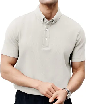 Fioboc Polo Shirts for Men Breathable Piqué Short Sleeve Polo S-4XL