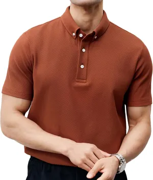Fioboc Polo Shirts for Men Breathable Piqué Short Sleeve Polo S-4XL