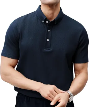 Fioboc Polo Shirts for Men Breathable Piqué Short Sleeve Polo S-4XL