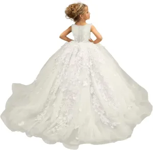 Flower Girls Dresses for Wedding 3D Butterfly Appliques First Communion Dresses Tulle Pageant Dress