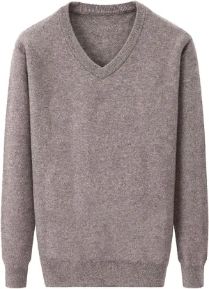 Flygo Men's Cashmere V Neck Sweater