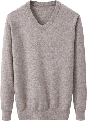 Flygo Men's Cashmere V Neck Sweater