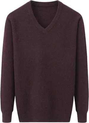 Flygo Men's Cashmere V Neck Sweater