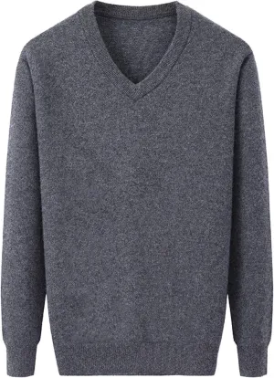 Flygo Men's Cashmere V Neck Sweater