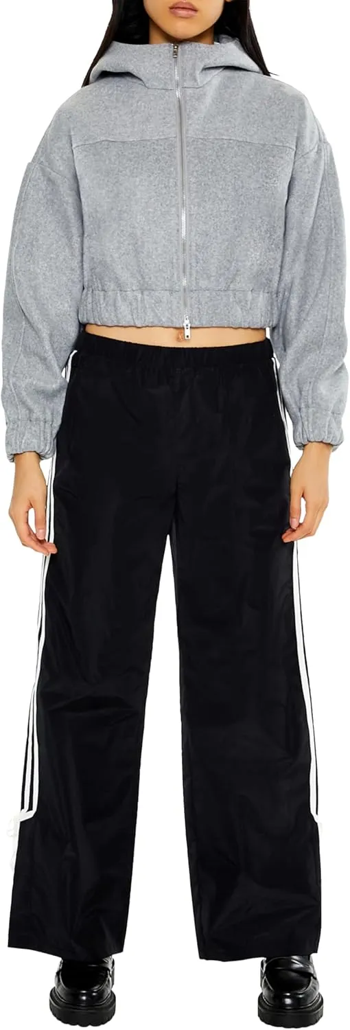 Forever 21 Women's Cropped Funnel-Neck Zip-up Hoodie