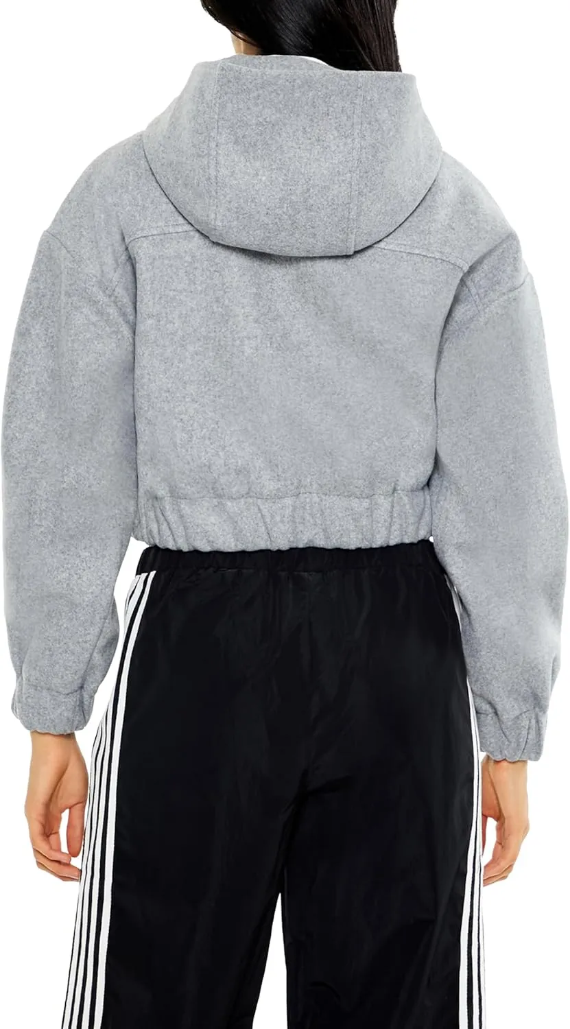 Forever 21 Women's Cropped Funnel-Neck Zip-up Hoodie