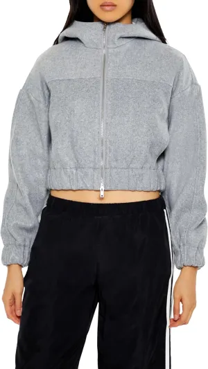 Forever 21 Women's Cropped Funnel-Neck Zip-up Hoodie